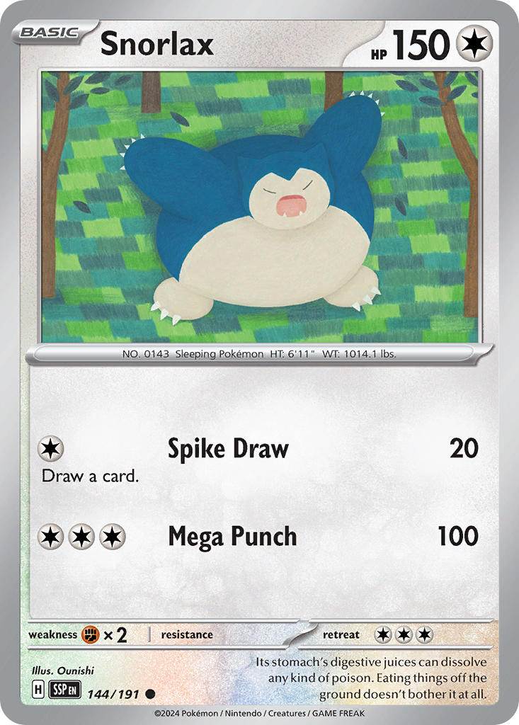 Snorlax 144/191 Rare Surging Sparks Pokémon card