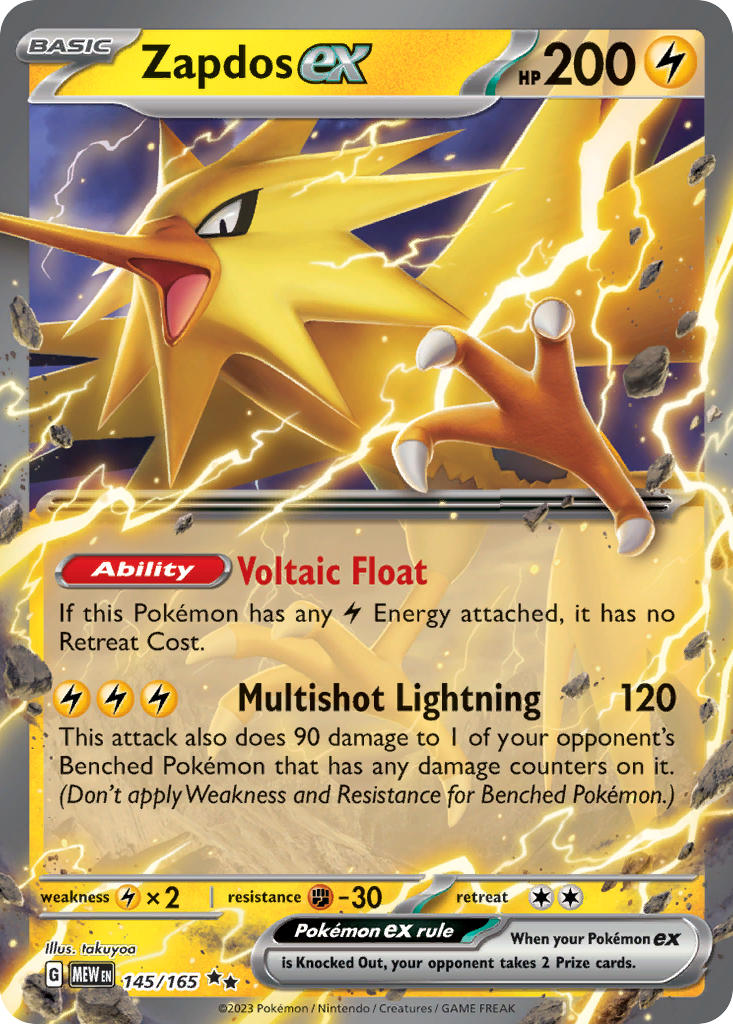 Zapdos EX 145/165 Double Rare 151 Pokémon card