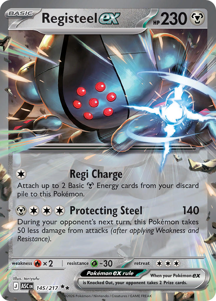 Registeel EX 145/217 Double Rare Ascended Heroes Pokémon card
