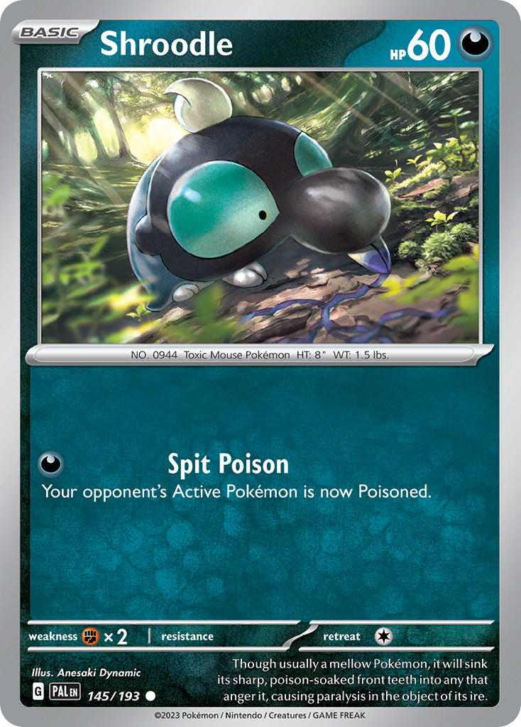 Shroodle 145/193 Common Paldea Evolved Pokémon card
