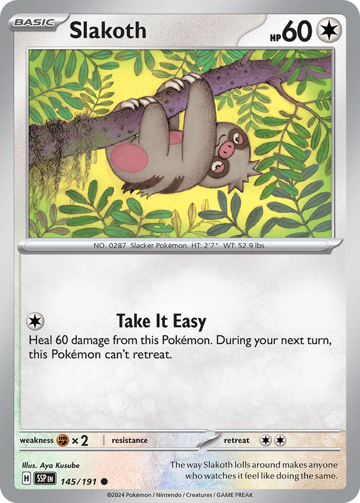Slakoth 145/191 Common Surging Sparks Pokémon card