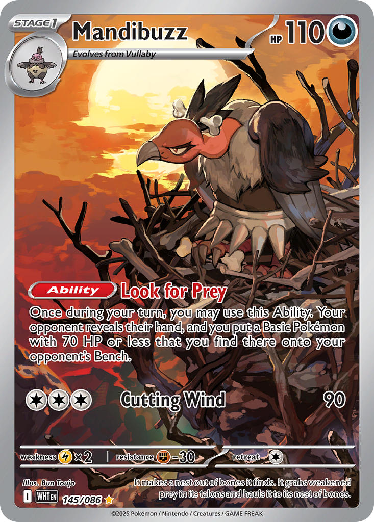 Mandibuzz 145/086 Illustration Rare White Flare Pokémon card