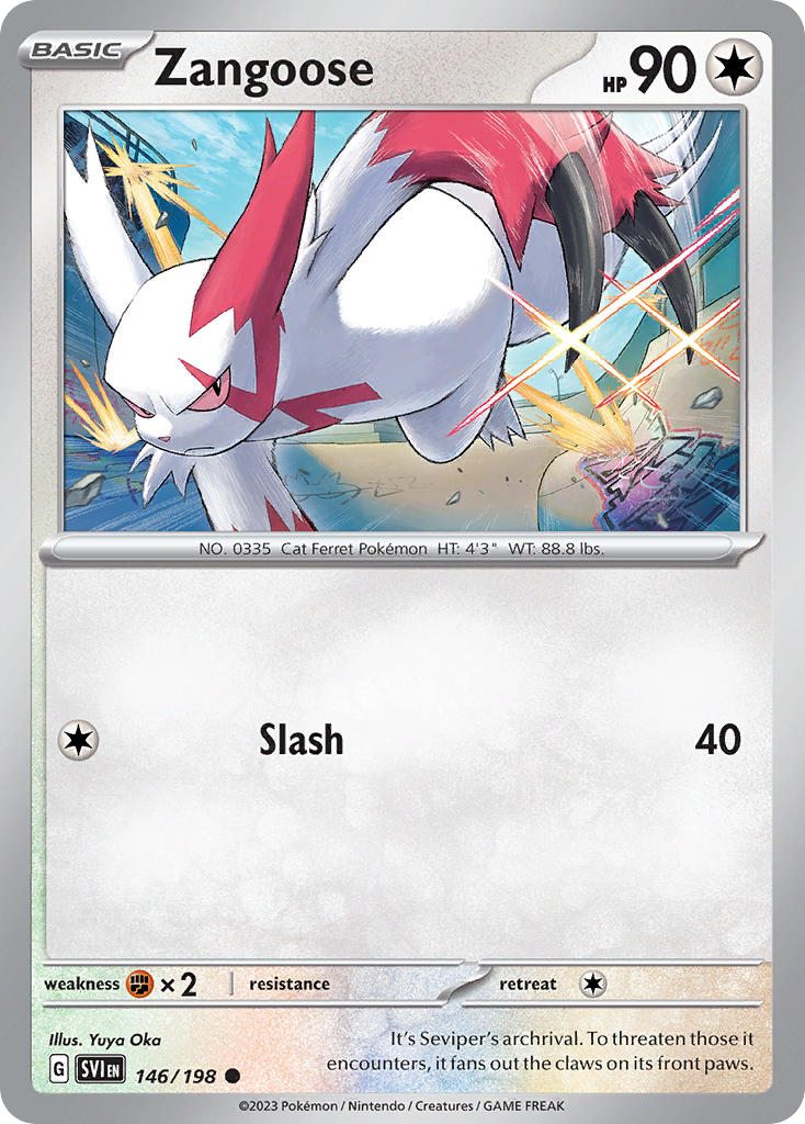 Zangoose 146/198 Common Scarlet & Violet Pokémon card