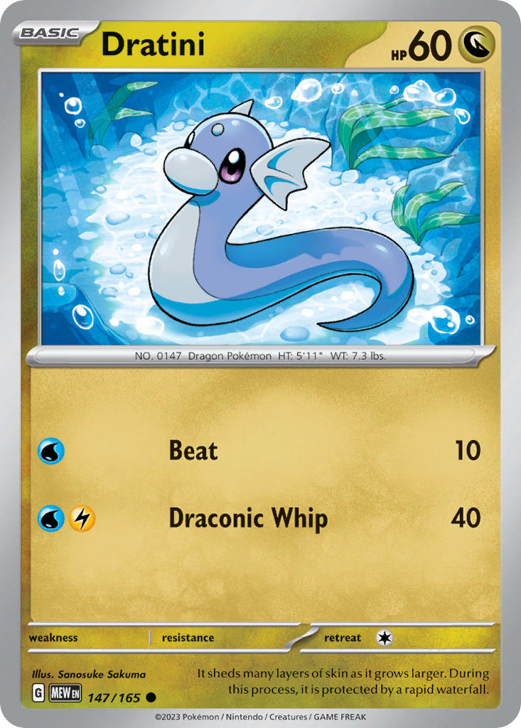 Dratini 147/165 Common 151 Pokémon card