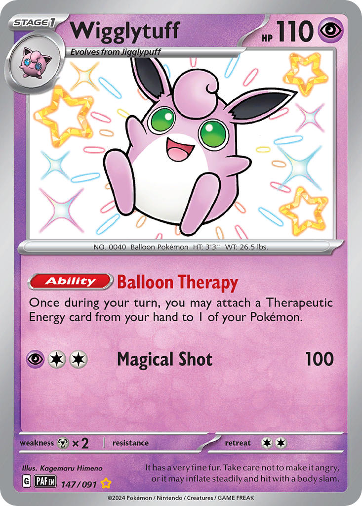 Wigglytuff 147/091 Shiny Rare Paldean Fates Pokémon card