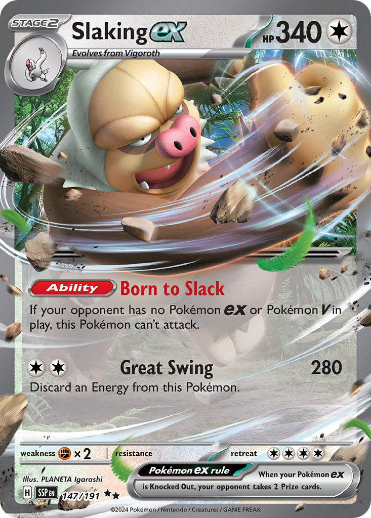 Slaking EX 147/191 Double Rare Surging Sparks Pokémon card