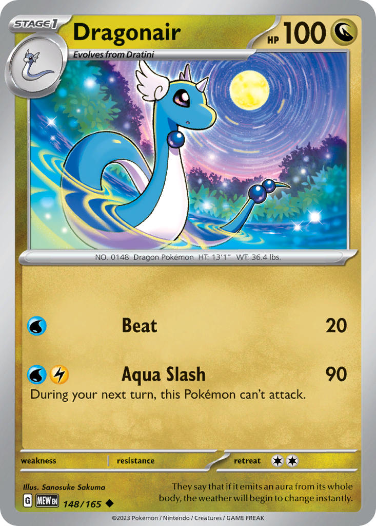 Dragonair 148/165 Uncommon 151 Pokémon card