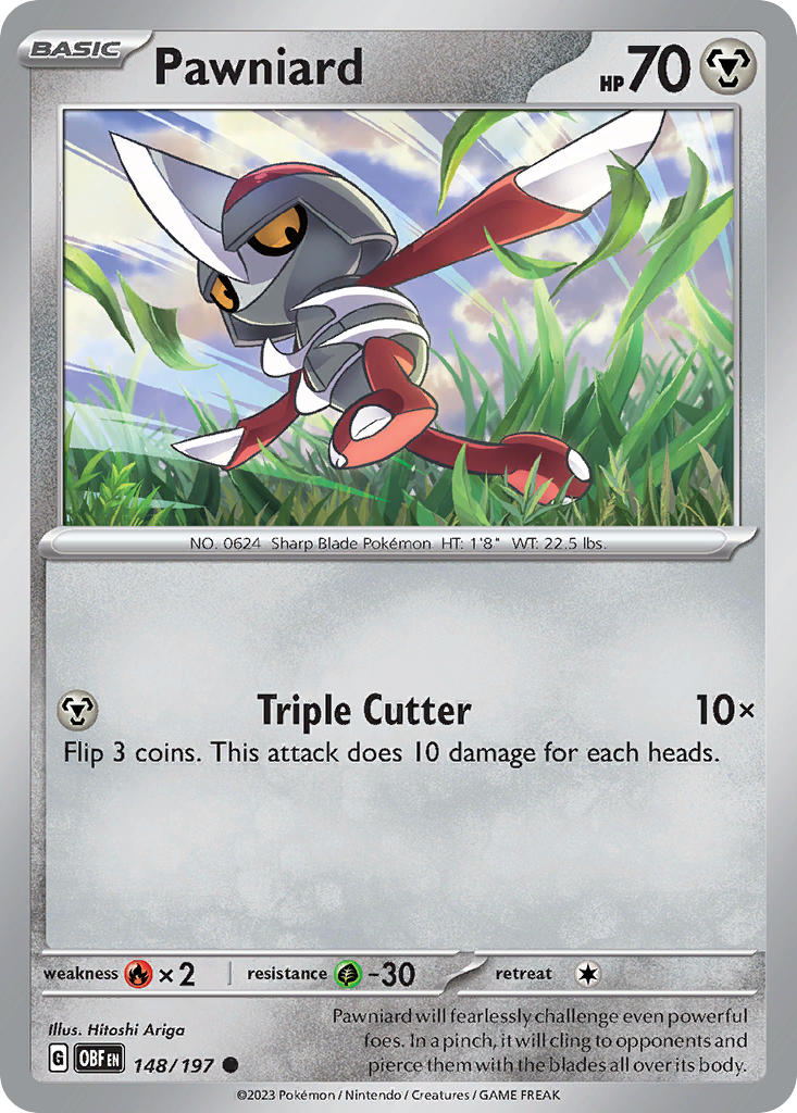 Pawniard 148/197 Common Obsidian Flames Pokémon card