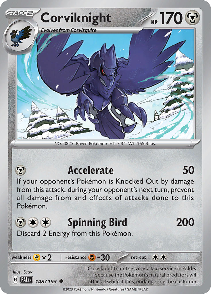 Corviknight 148/193 Rare Paldea Evolved Pokémon card