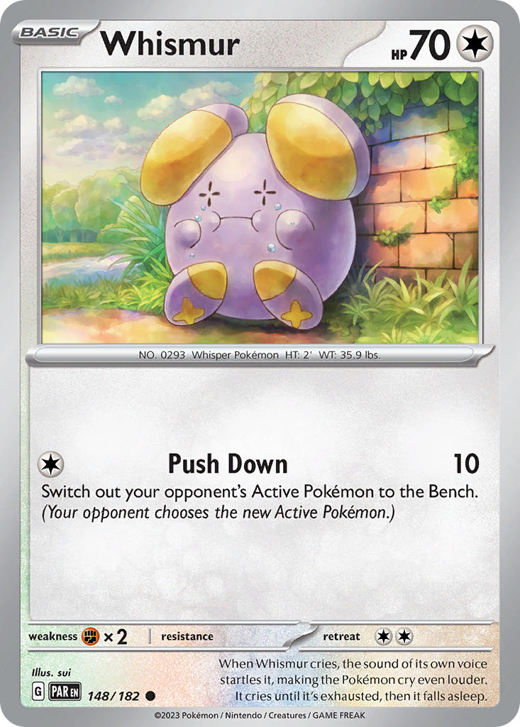 Whismur 148/182 Common Paradox Rift Pokémon card