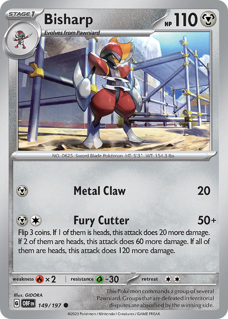 Bisharp 149/197 Common Obsidian Flames Pokémon card