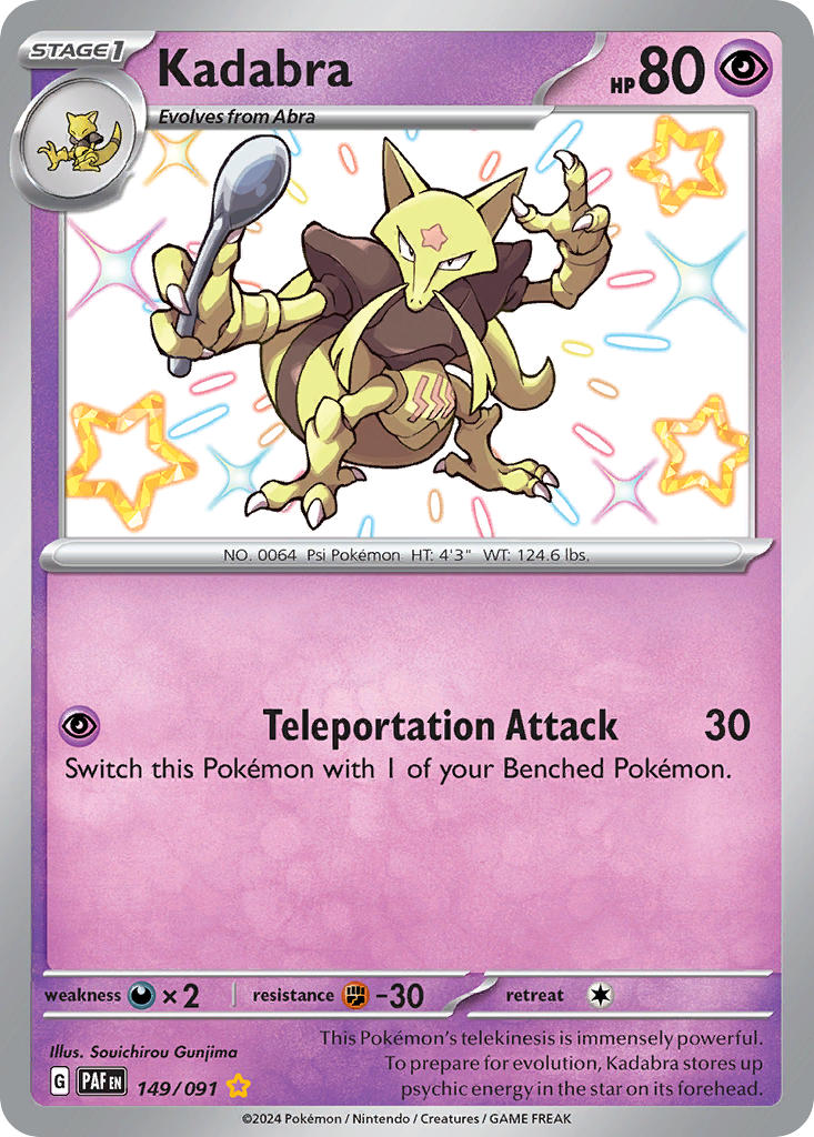 Kadabra 149/091 Shiny Rare Paldean Fates Pokémon card