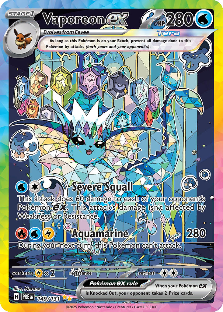 Vaporeon EX 149/131 Special Illustration Rare Prismatic Evolutions Pokémon card