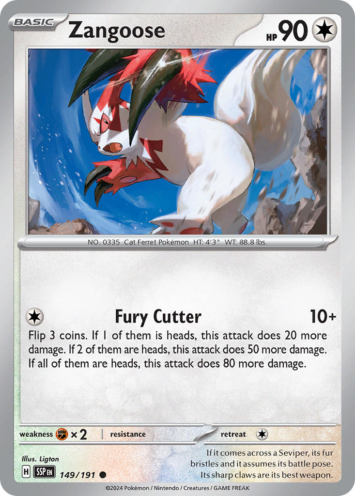 Zangoose 149/191 Common Surging Sparks Pokémon card