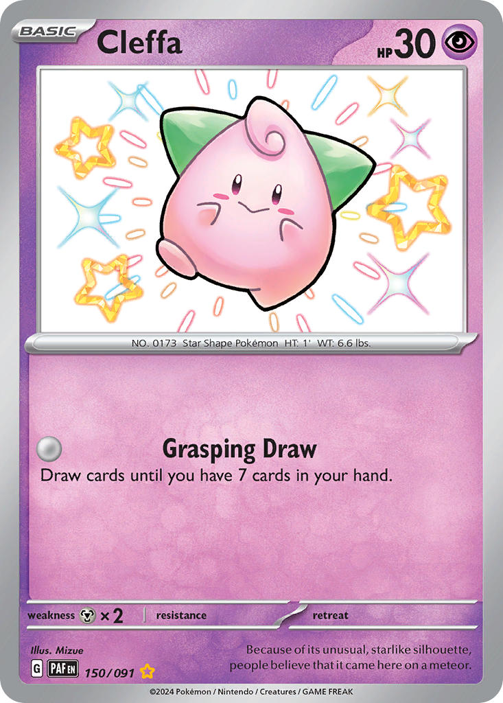Cleffa 150/091 Shiny Rare Paldean Fates Pokémon card