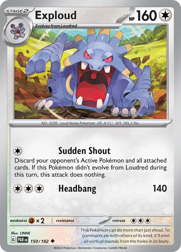 Exploud 150/182 Uncommon Paradox Rift Pokémon card