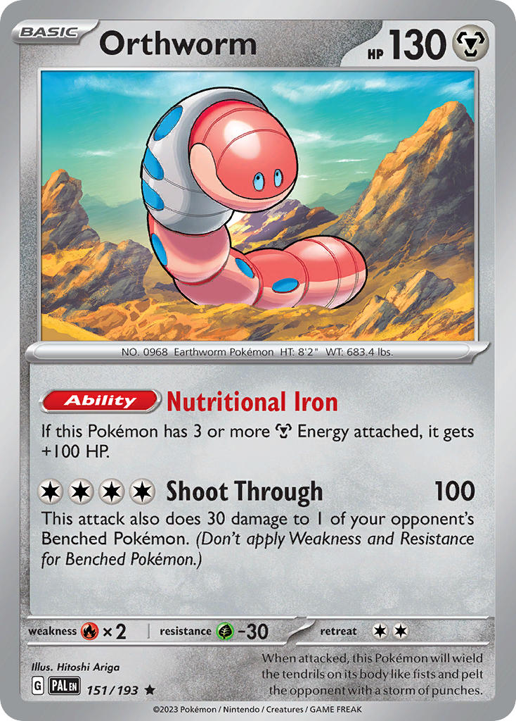 Orthworm 151/193 Rare Paldea Evolved Pokémon card