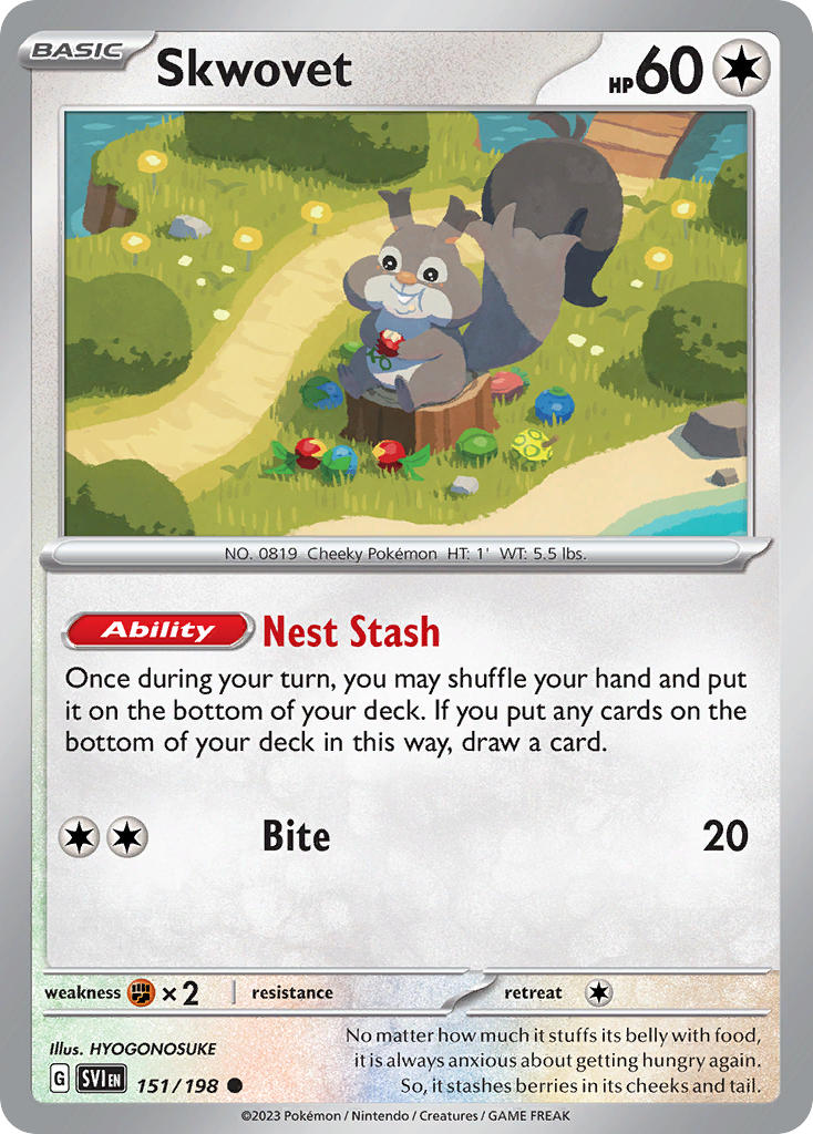 Skwovet 151/198 Common Scarlet & Violet Pokémon card
