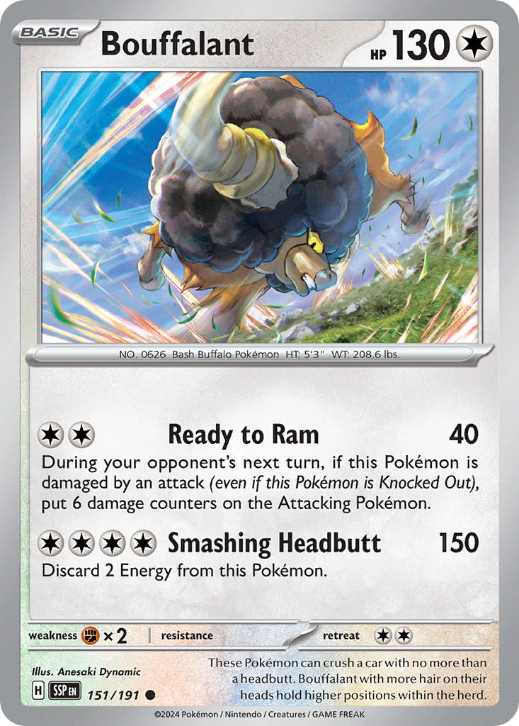 Bouffalant 151/191 Rare Surging Sparks Pokémon card