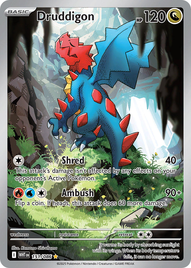 Druddigon 151/086 Illustration Rare White Flare Pokémon card
