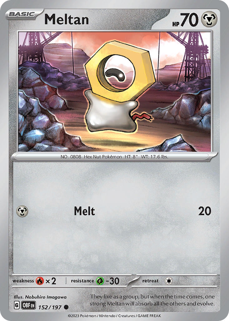 Meltan 152/197 Common Obsidian Flames Pokémon card