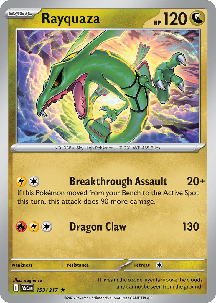 Rayquaza 153/217 Rare Ascended Heroes Pokémon card