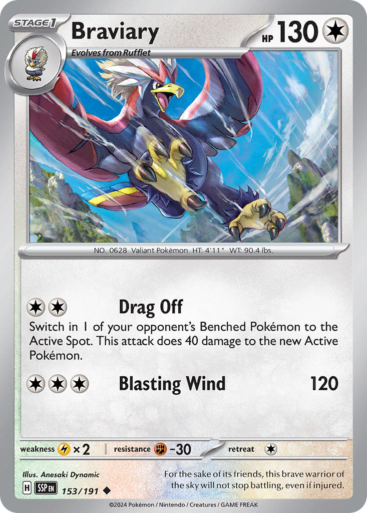 Braviary 153/191 Rare Surging Sparks Pokémon card