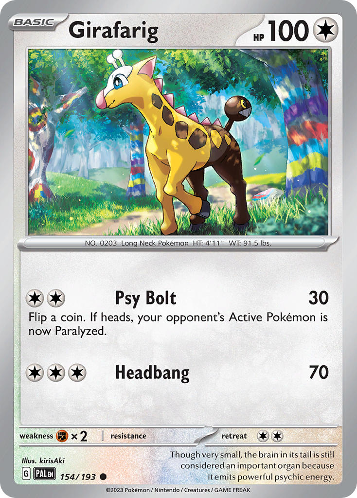 Girafarig 154/193 Common Paldea Evolved Pokémon card