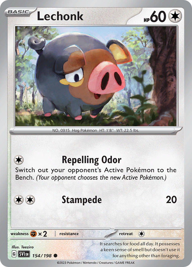 Lechonk 154/198 Common Scarlet & Violet Pokémon card