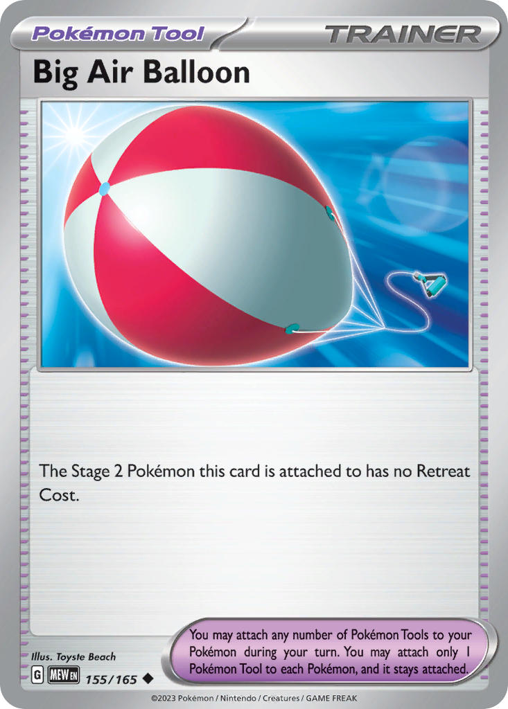 Big Air Balloon 155/165 Uncommon 151 Pokémon card
