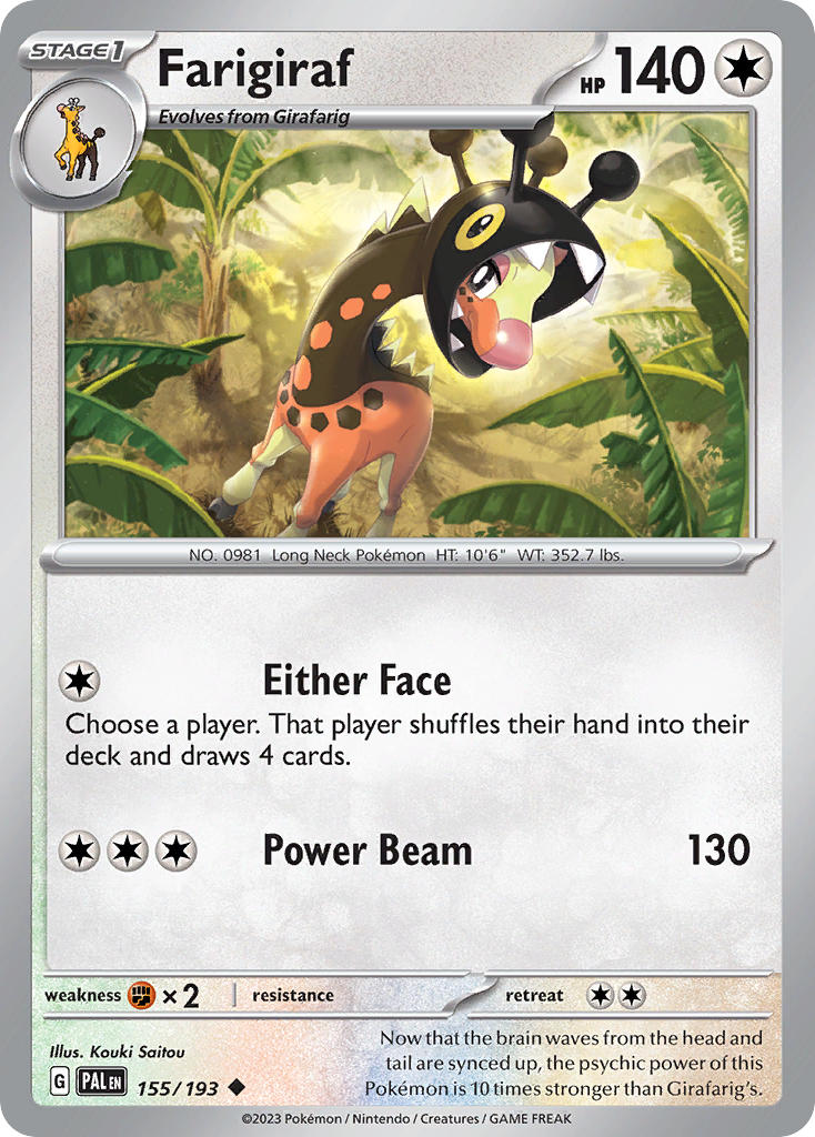 Farigiraf 155/193 Rare Paldea Evolved Pokémon card