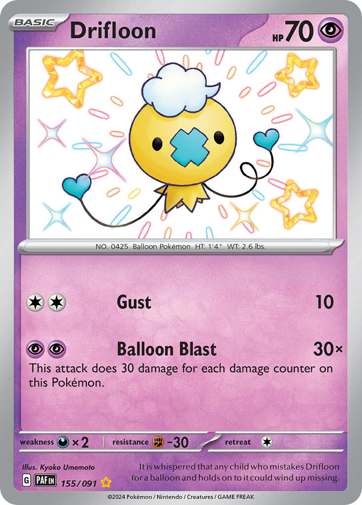 Drifloon 155/091 Shiny Rare Paldean Fates Pokémon card