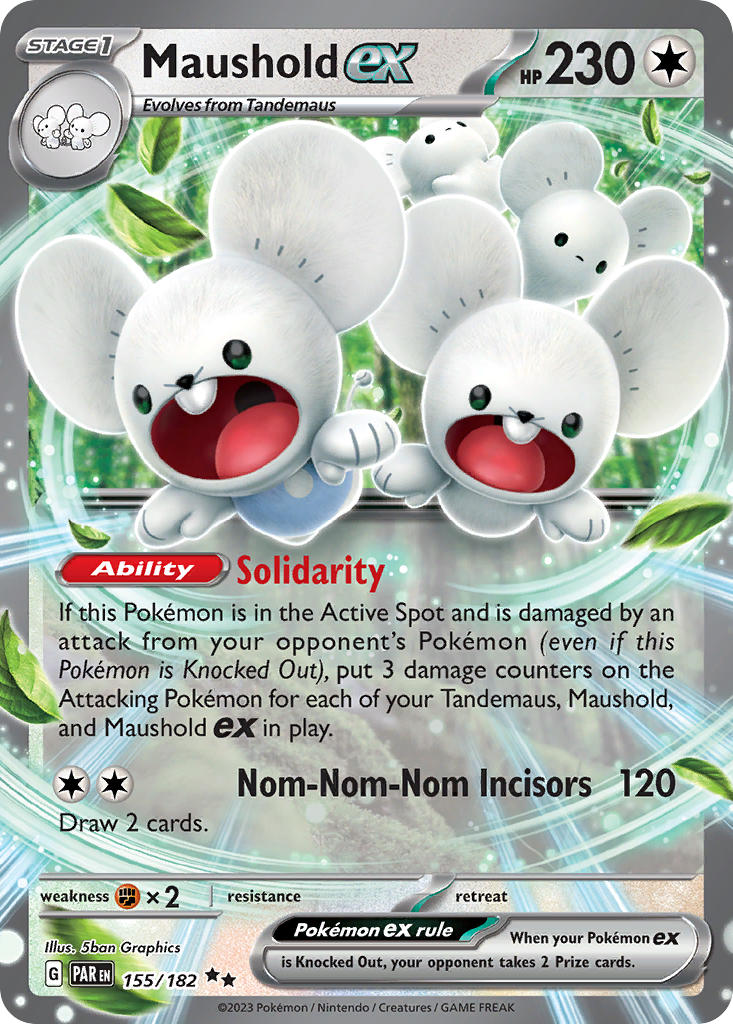 Maushold EX 155/182 Double Rare Paradox Rift Pokémon card