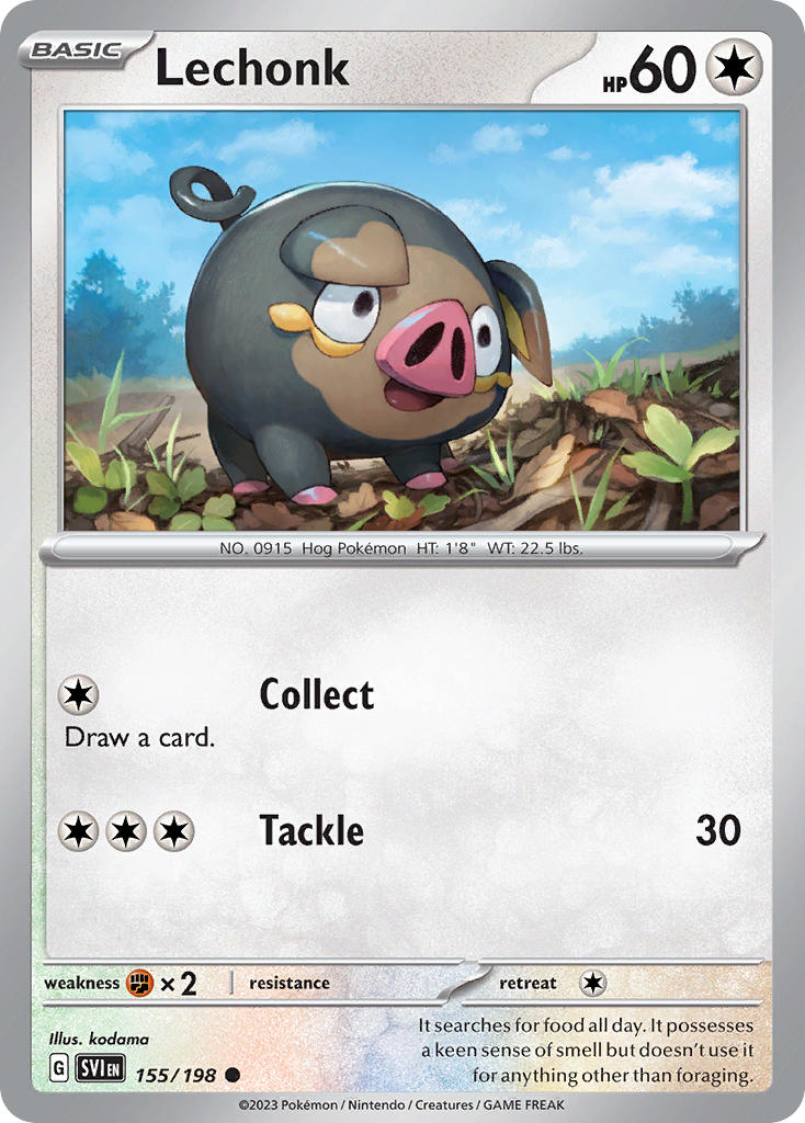 Lechonk 155/198 Common Scarlet & Violet Pokémon card