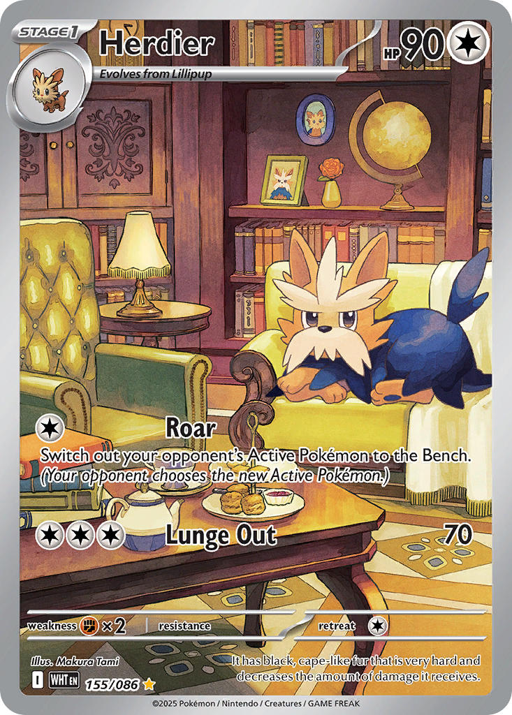 Herdier 155/086 Illustration Rare White Flare Pokémon card
