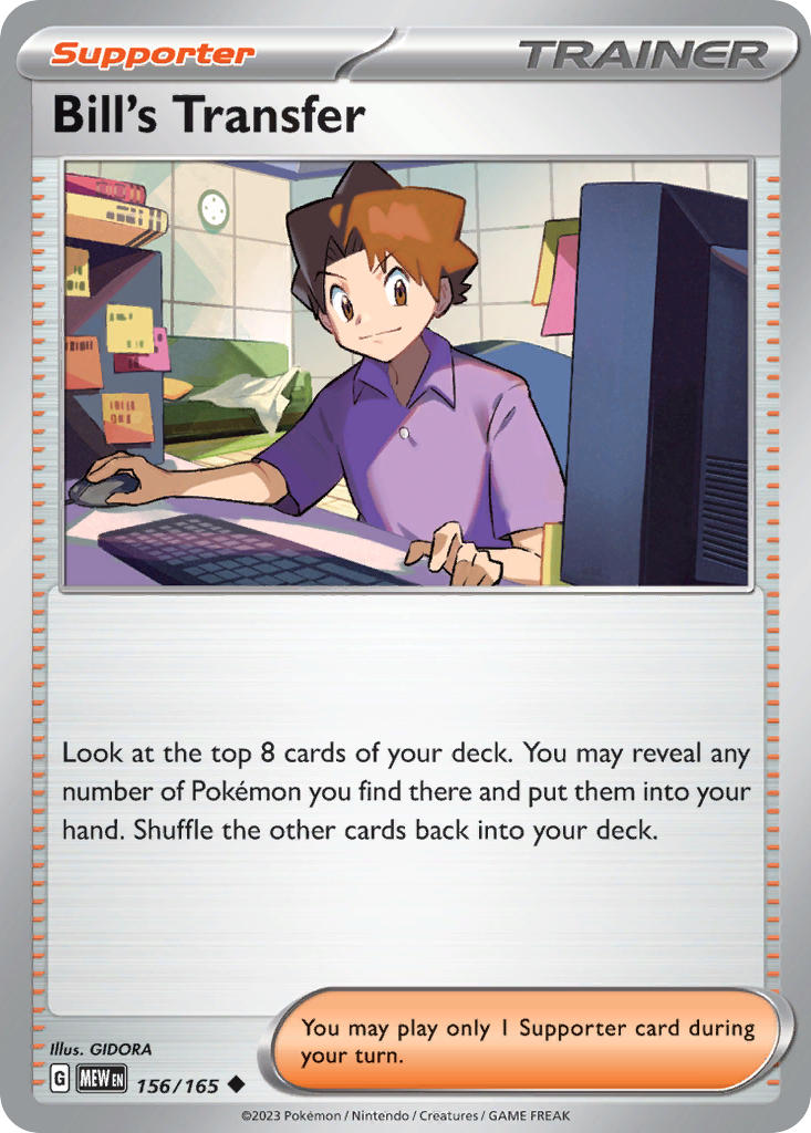 Bill's Transfer 156/165 Uncommon 151 Pokémon card