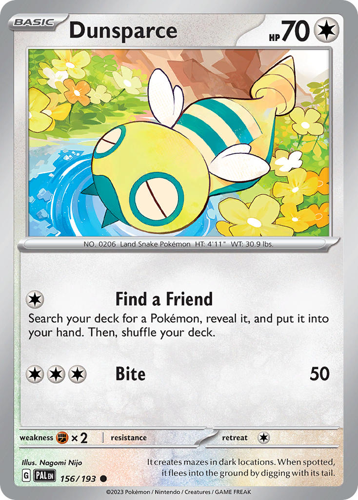 Dunsparce 156/193 Common Paldea Evolved Pokémon card