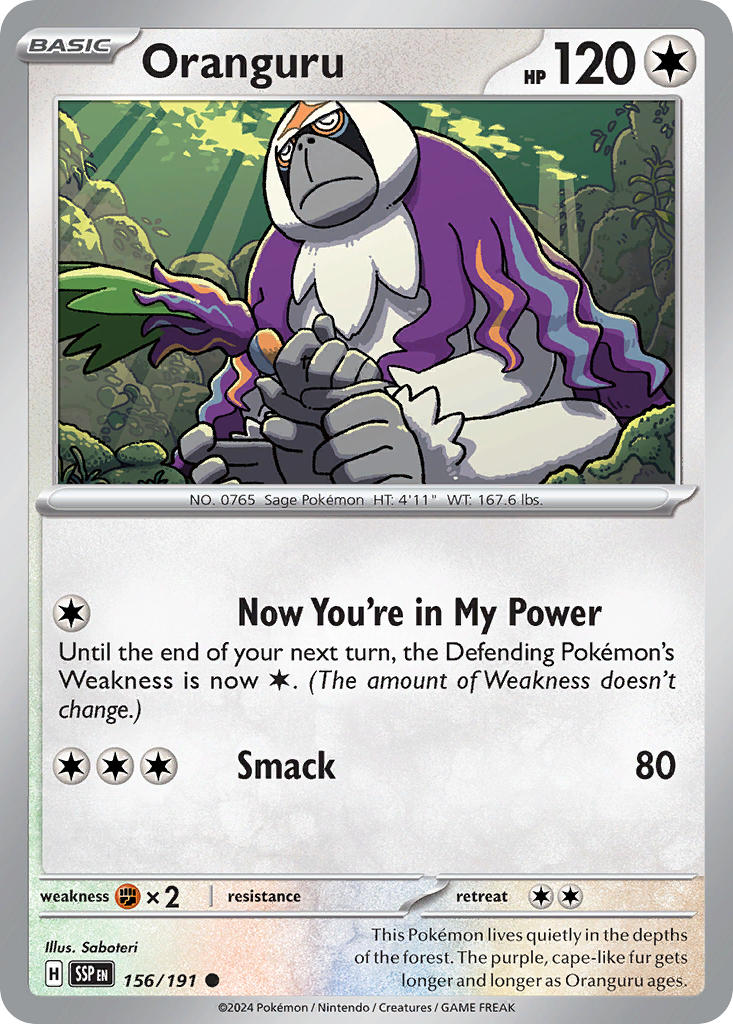 Oranguru 156/191 Rare Surging Sparks Pokémon card