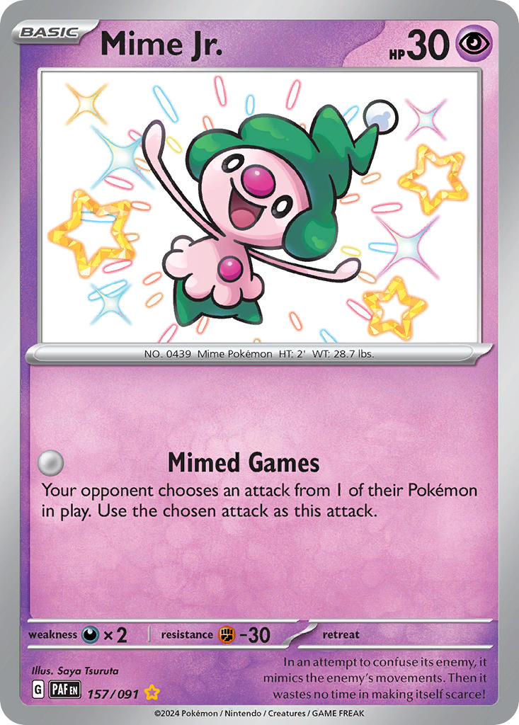 Mime Jr. 157/091 Shiny Rare Paldean Fates Pokémon card