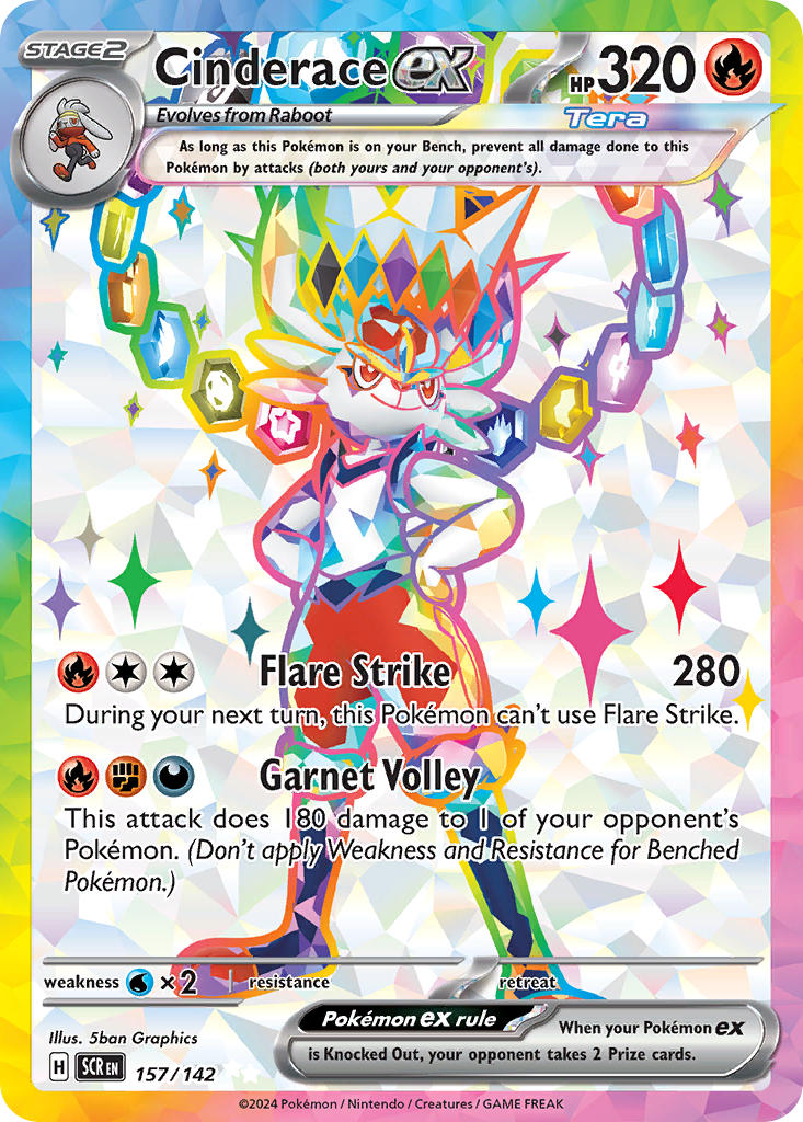 Cinderace EX 157/142 Ultra Rare Stellar Crown Pokémon card