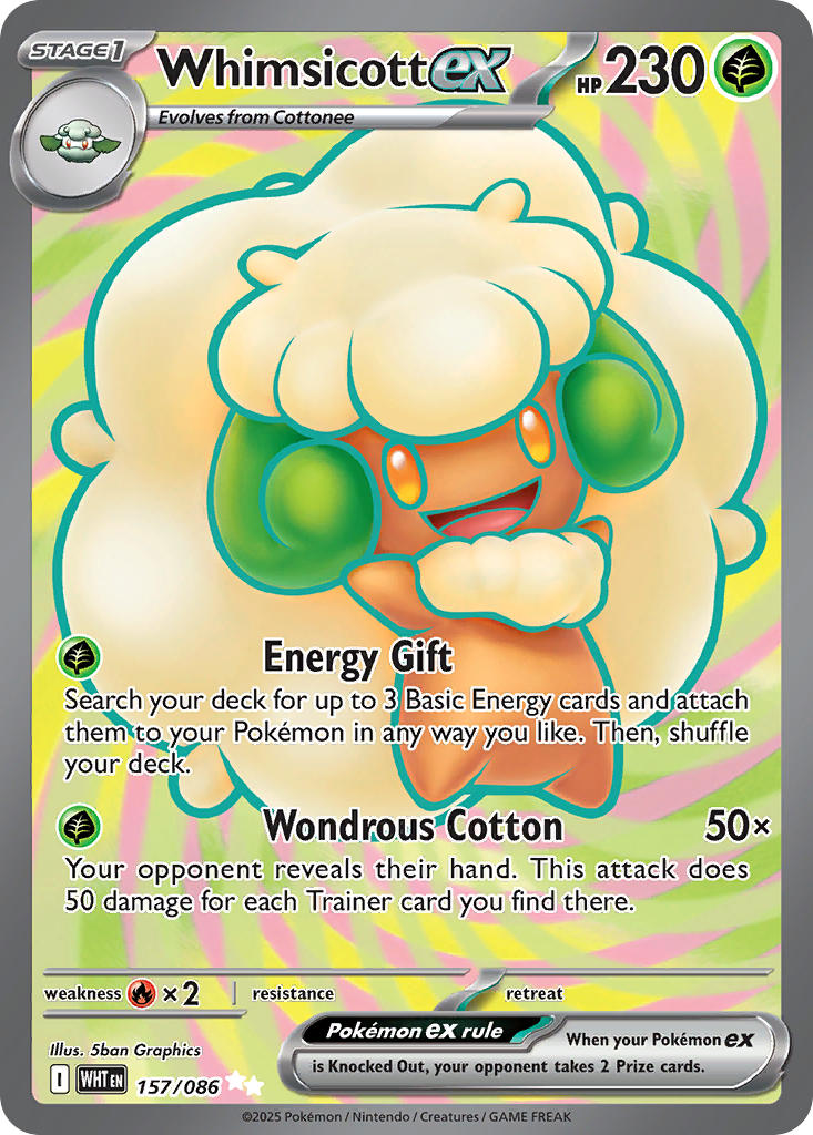 Whimsicott EX 157/086 Ultra Rare White Flare Pokémon card