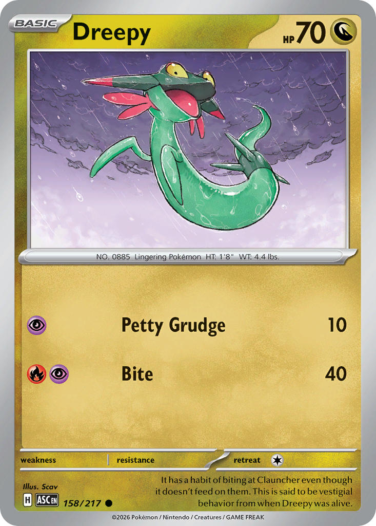 Dreepy 158/217 Common Ascended Heroes Pokémon card