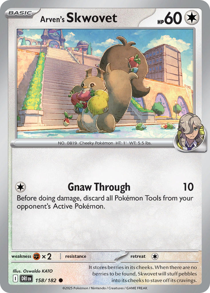 Arven's Skwovet 158/182 Common Destined Rivals Pokémon card