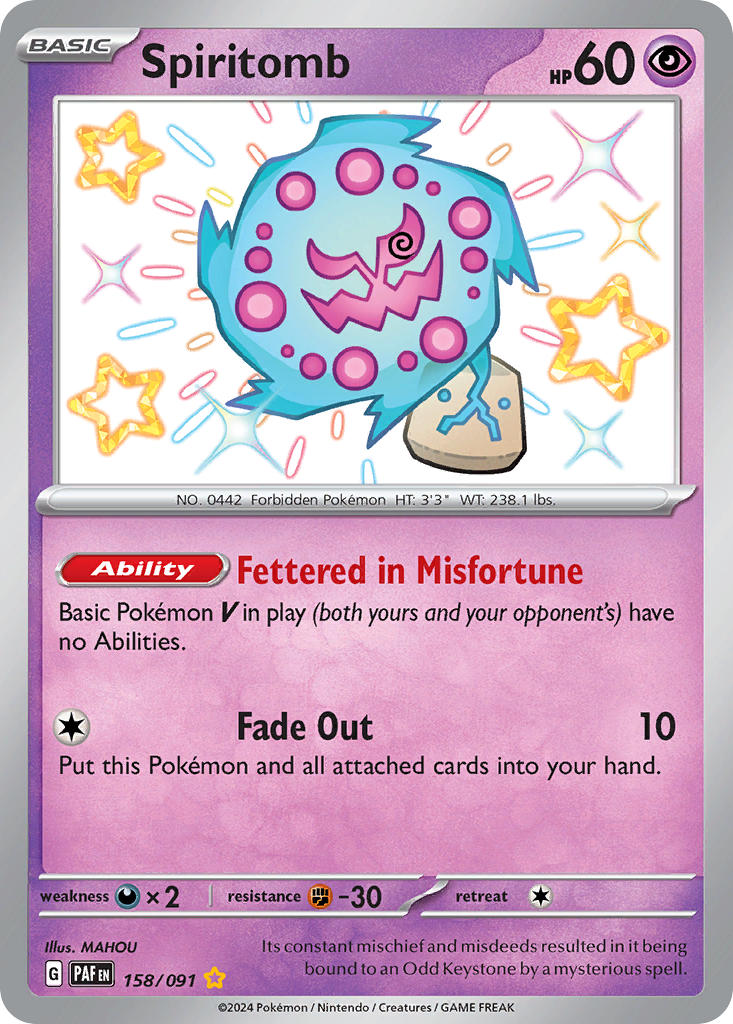 Spiritomb 158/091 Shiny Rare Paldean Fates Pokémon card