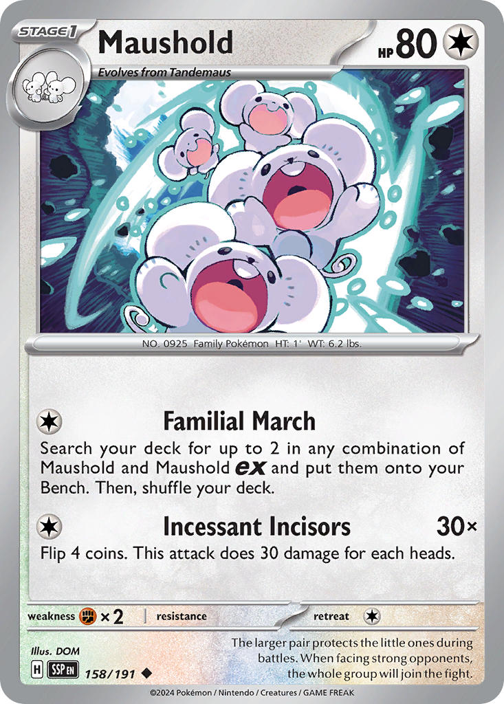 Maushold 158/191 Rare Surging Sparks Pokémon card