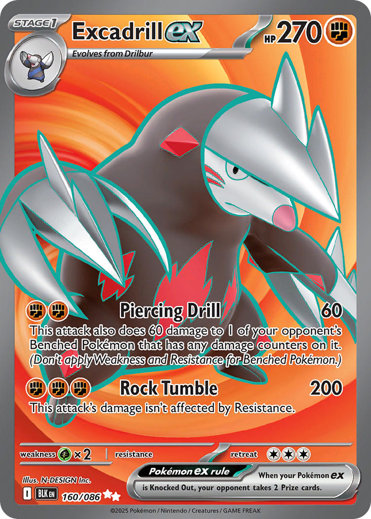 Excadrill EX 160/086 Ultra Rare Black Bolt Pokémon card