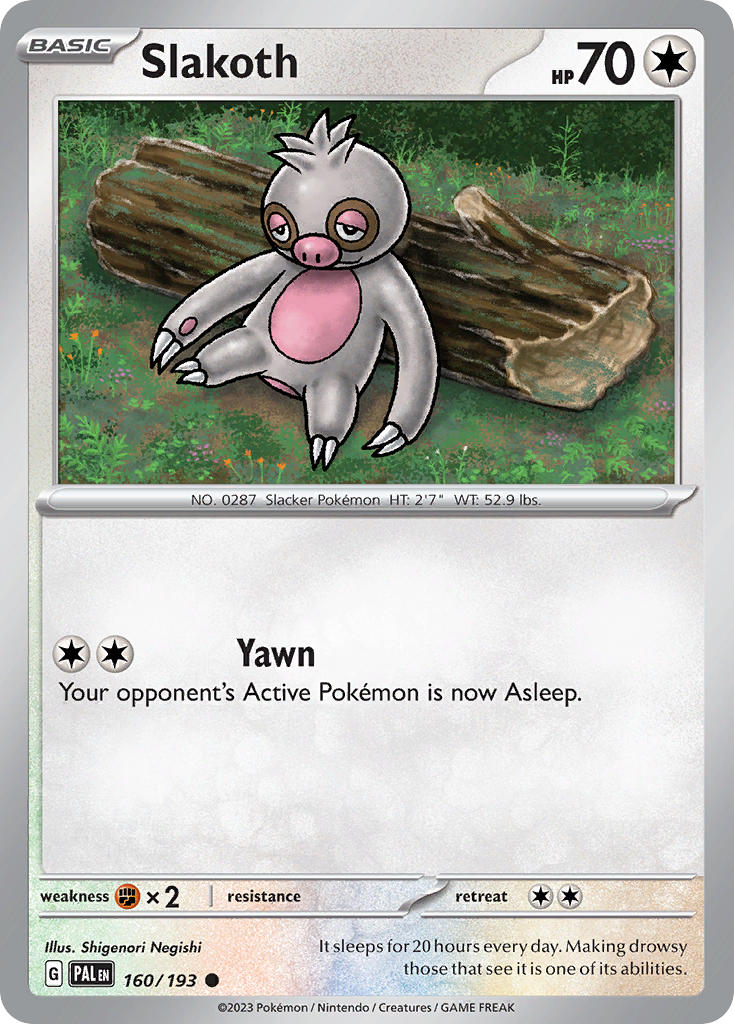 Slakoth 160/193 Common Paldea Evolved Pokémon card