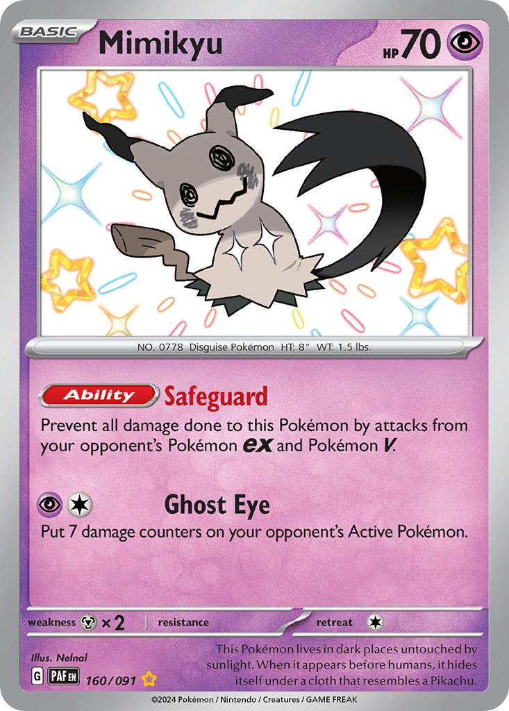 Mimikyu 160/091 Shiny Rare Paldean Fates Pokémon card