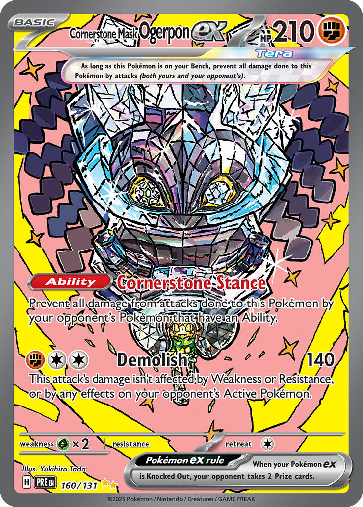 Cornerstone Mask Ogerpon EX 160/131 Special Illustration Rare Prismatic Evolutions Pokémon card
