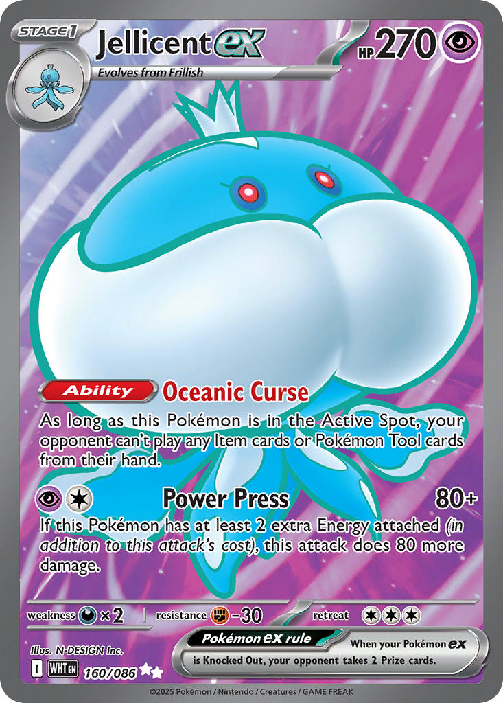 Jellicent EX 160/086 Ultra Rare White Flare Pokémon card
